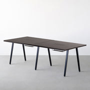 THE TABLE / ラバーウッド ブラックブラウン × Black Steel × W181 - 300cm　配線トレー付き