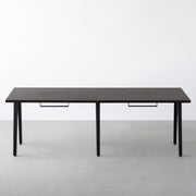 THE TABLE / ラバーウッド ブラックブラウン × Black Steel × W181 - 300cm　配線トレー付き