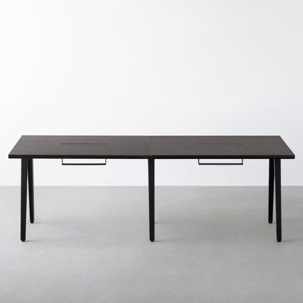 THE TABLE / ラバーウッド ブラックブラウン × Black Steel × W181 - 300cm　配線トレー付き