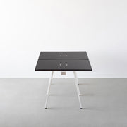 THE TABLE / ラバーウッド ブラックブラウン × White Steel × W181 - 300cm　配線トレー付き