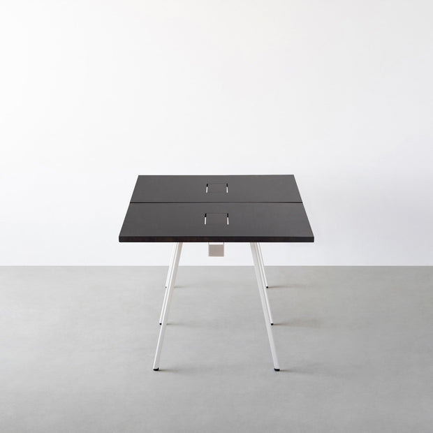 THE TABLE / ラバーウッド ブラックブラウン × White Steel × W181 - 300cm　配線トレー付き