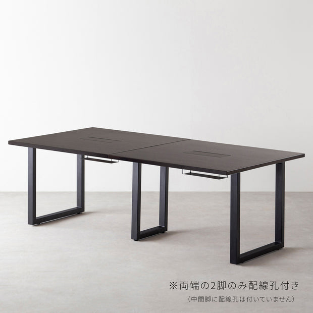 THE TABLE / ラバーウッド ブラックブラウン × Black Steel × W181 - 300cm　配線トレー付き