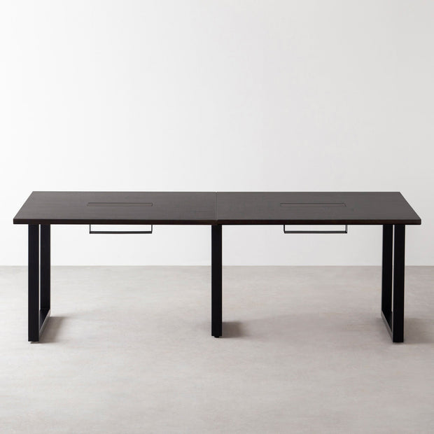 THE TABLE / ラバーウッド ブラックブラウン × Black Steel × W181 - 300cm　配線トレー付き