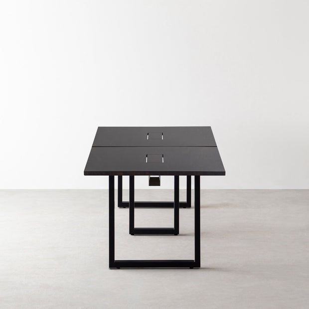 THE TABLE / ラバーウッド ブラックブラウン × Black Steel × W181 - 300cm　配線トレー付き