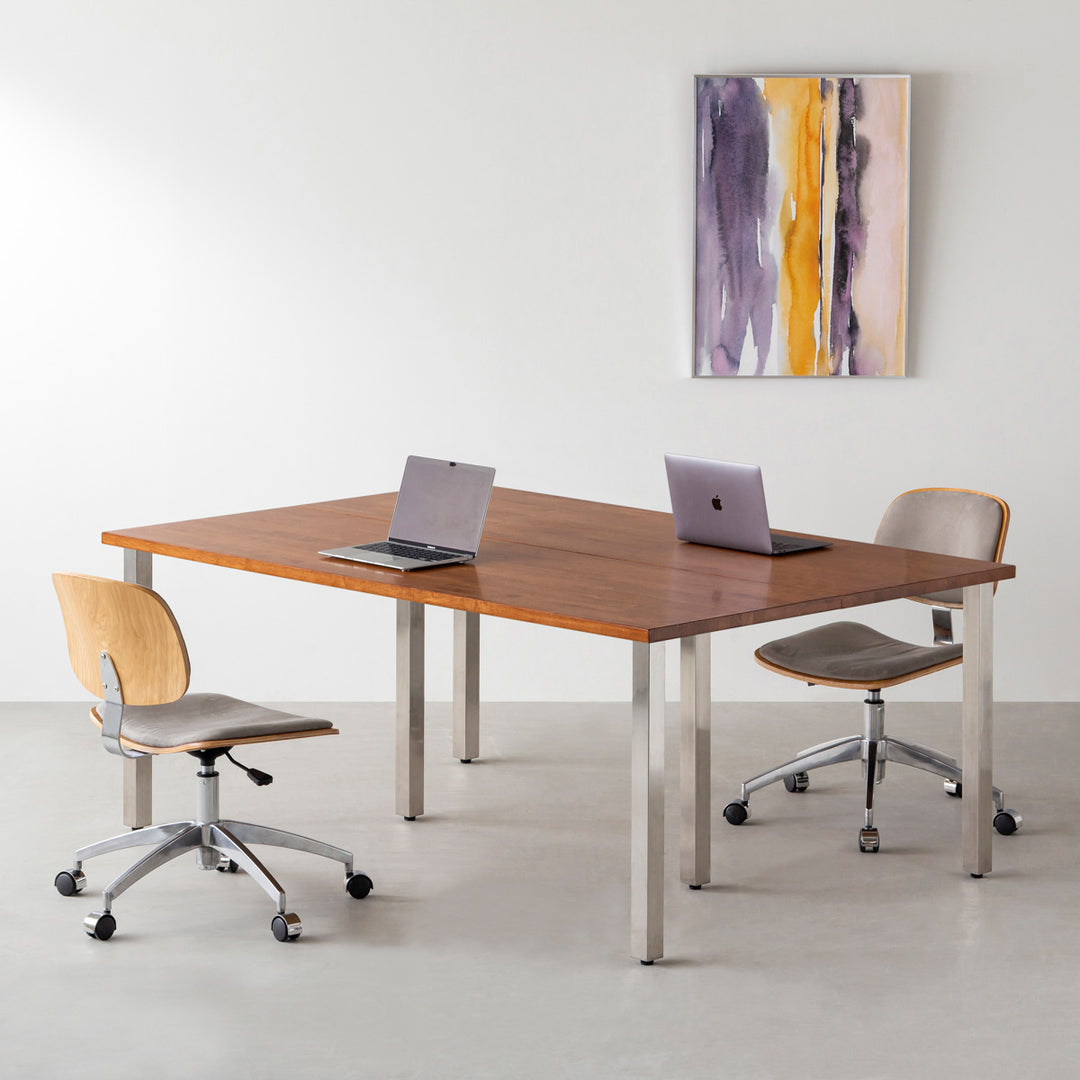 THE TABLE / ラバーウッド ブラウン × Stainless × W150 - 200cm