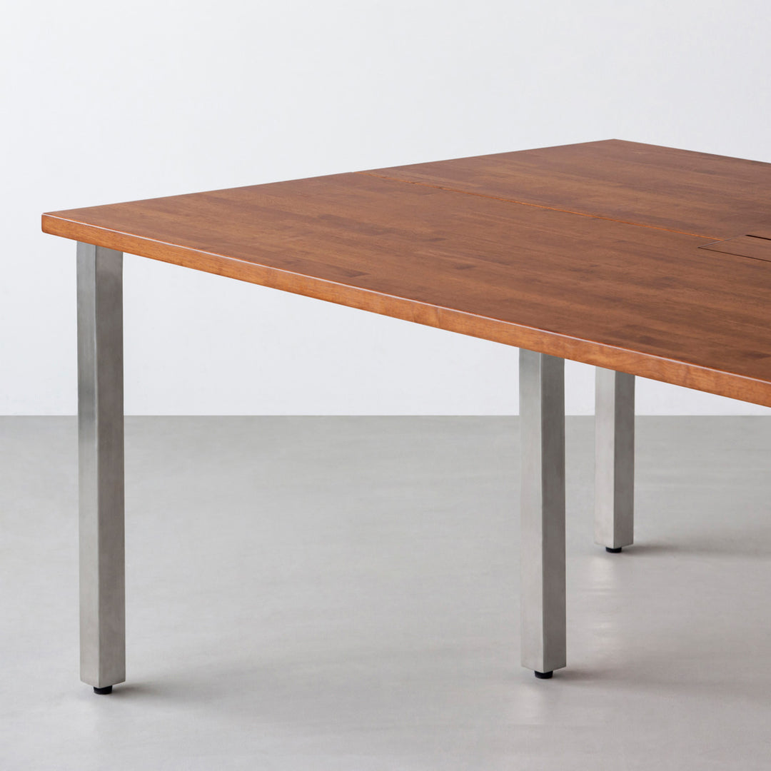 THE TABLE / ラバーウッド ブラウン × Stainless × W150 - 200cm D80