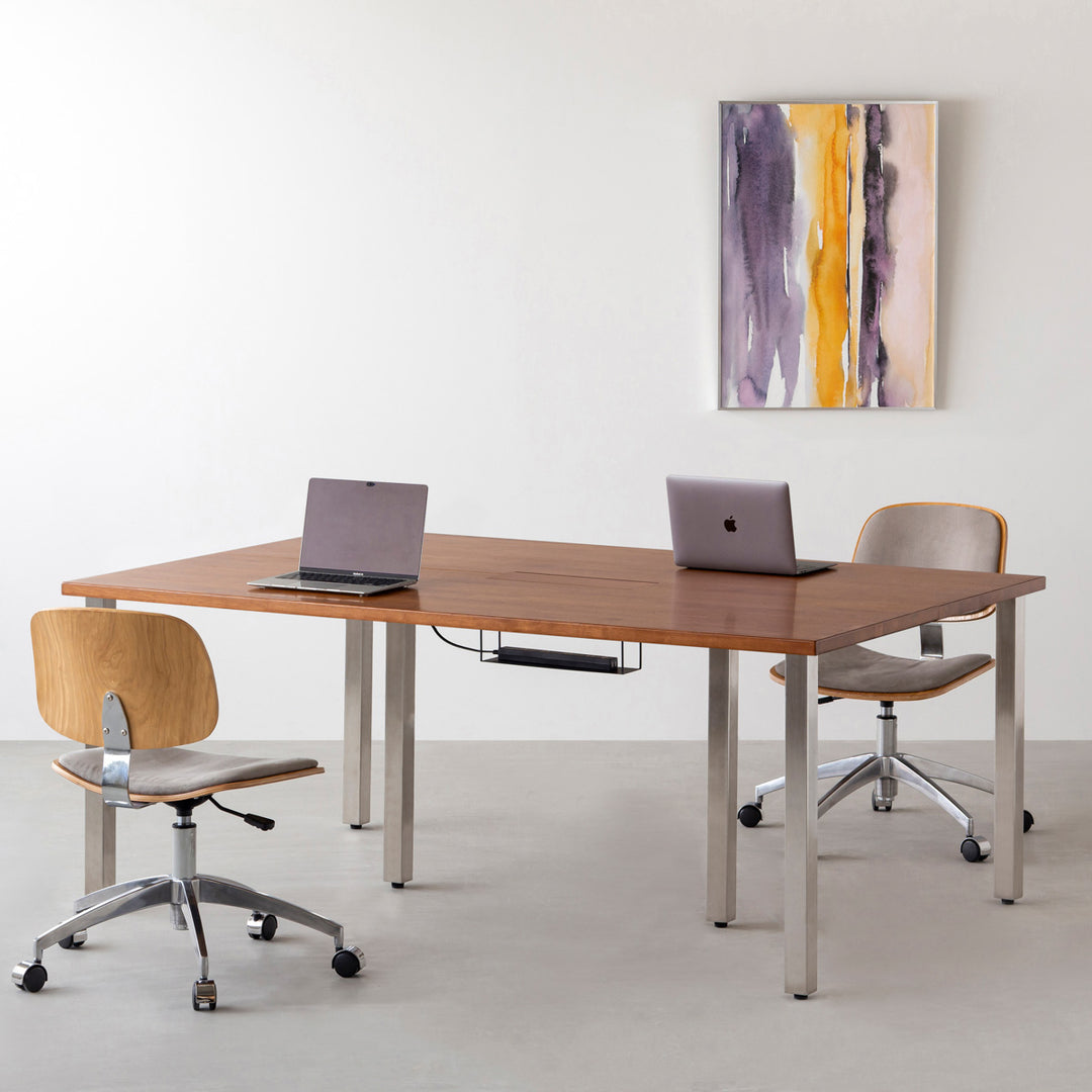 THE TABLE / ラバーウッド ブラウン × Stainless × W150 - 200cm D80