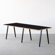 THE TABLE / リノリウム ブラック・ブラウン系 × Black Steel × W181 - 300cm