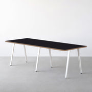 THE TABLE / リノリウム ブラック・ブラウン系 × White Steel × W181 - 300cm