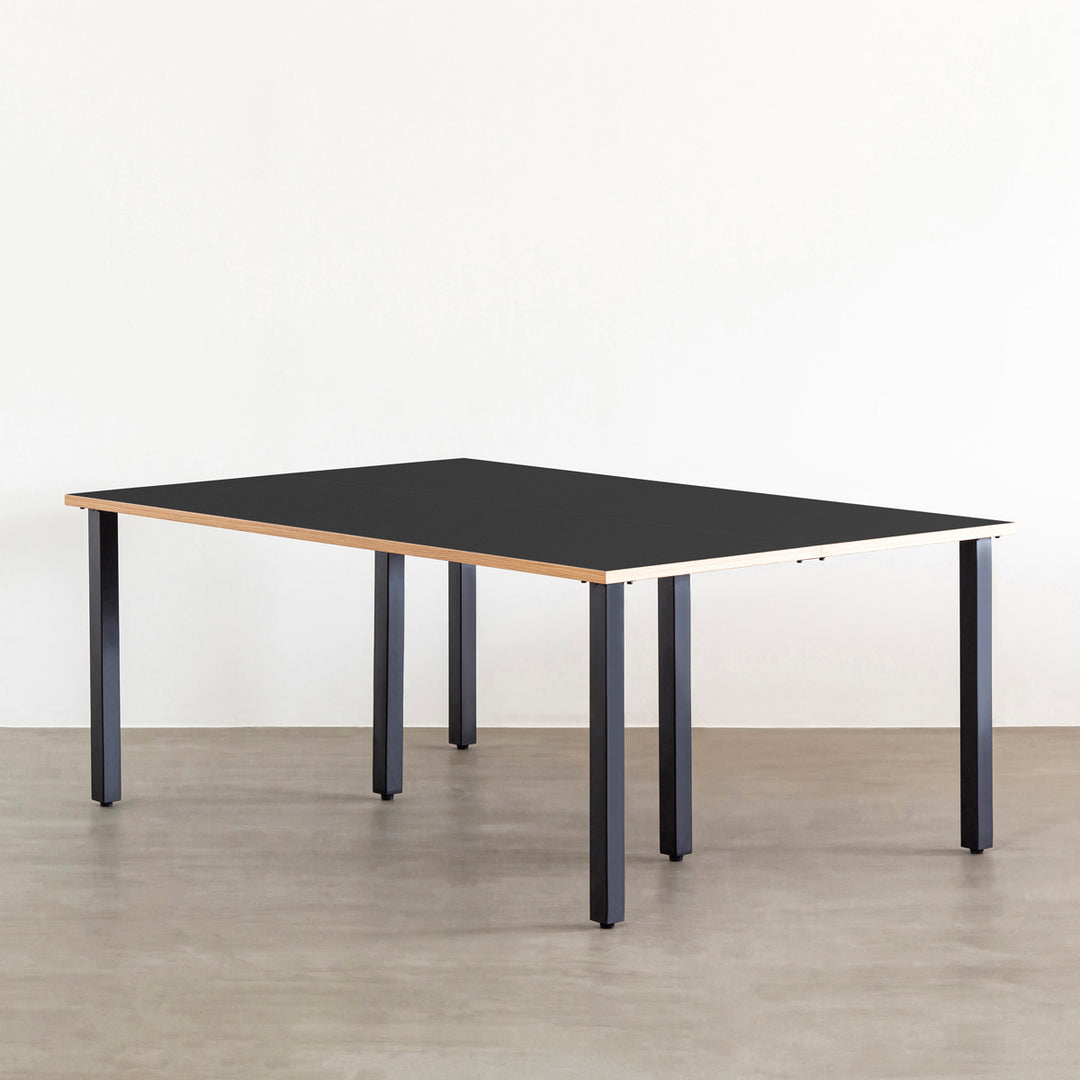 THE TABLE / リノリウム ブラック・ブラウン系 × Black Steel × W100