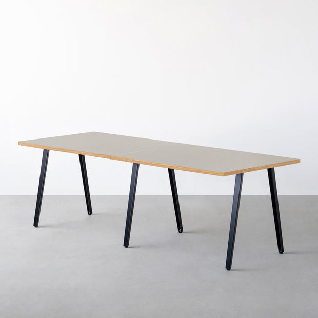 THE TABLE / リノリウム ベージュ・グレー系 × Black Steel × W181 - 300cm