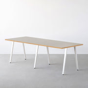 THE TABLE / リノリウム ベージュ・グレー系 × White Steel × W181 - 300cm