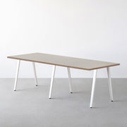 THE TABLE / リノリウム ベージュ・グレー系 × White Steel × W181 - 300cm