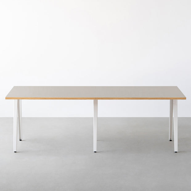 THE TABLE / リノリウム ベージュ・グレー系 × White Steel × W181 - 300cm