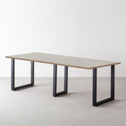 THE TABLE / リノリウム ベージュ・グレー系 × Black Steel × W181 - 300cm