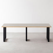 THE TABLE / リノリウム ベージュ・グレー系 × Black Steel × W181 - 300cm