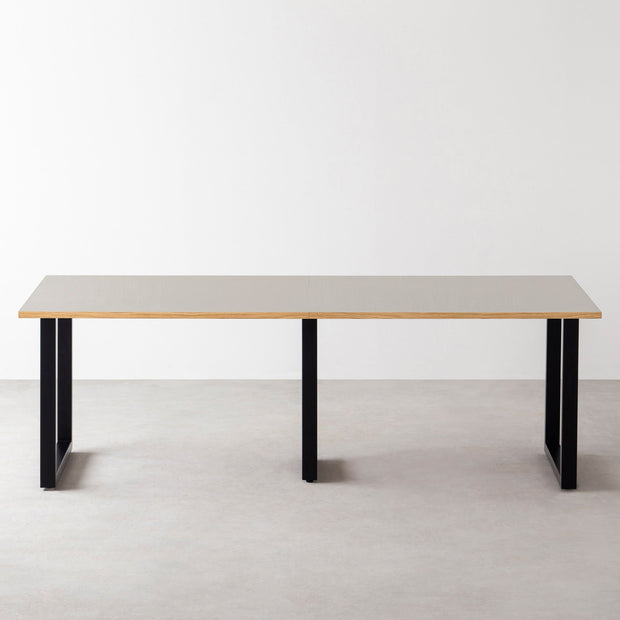 THE TABLE / リノリウム ベージュ・グレー系 × Black Steel × W181 - 300cm