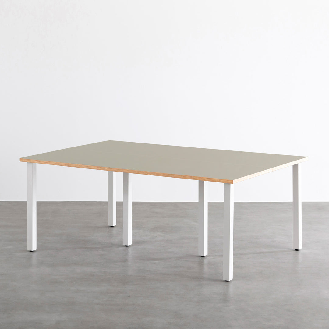 THE TABLE / リノリウム ベージュ・グレー系 × White Steel × W100 