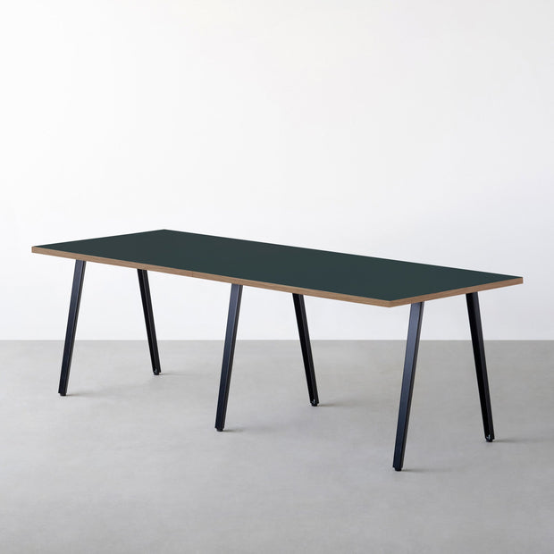 THE TABLE / リノリウム グリーン系 × Black Steel × W181 - 300cm