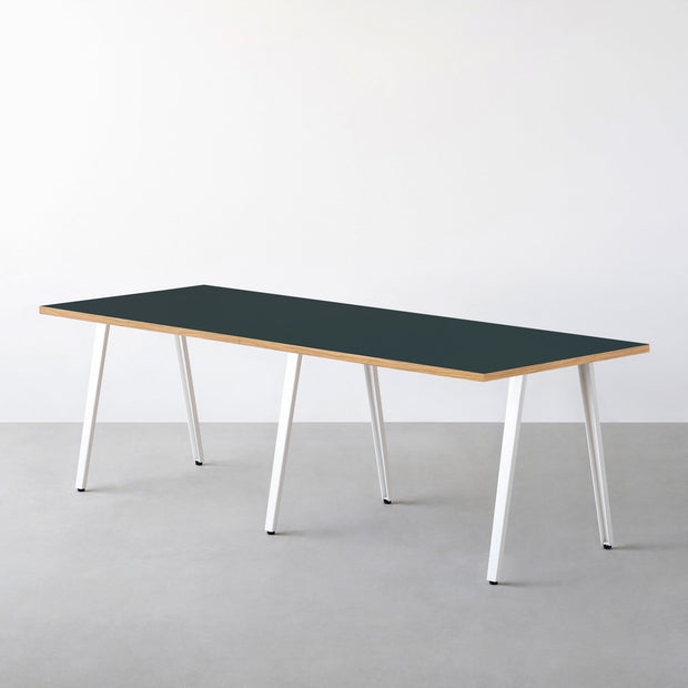 THE TABLE / リノリウム グリーン系 × White Steel × W181 - 300cm