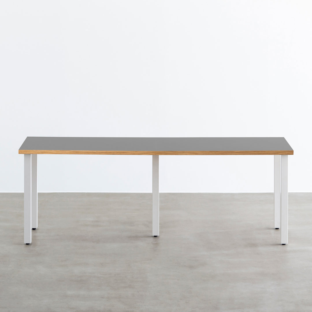 THE TABLE / リノリウム ベージュ・グレー系 × White Steel