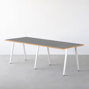 THE TABLE / リノリウム ベージュ・グレー系 × White Steel × W181 - 300cm