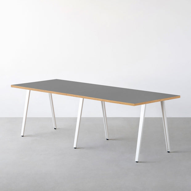 THE TABLE / リノリウム ベージュ・グレー系 × White Steel × W181 - 300cm