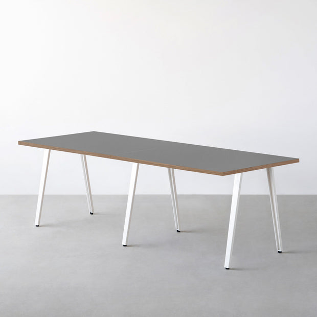 THE TABLE / リノリウム ベージュ・グレー系 × White Steel × W181 - 300cm