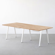 THE TABLE / ラバーウッド アッシュグレー × White Steel × W181 - 300cm　配線トレー付き