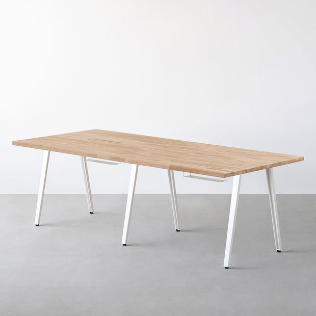 THE TABLE / ラバーウッド アッシュグレー × White Steel × W181 - 300cm　配線トレー付き