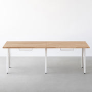 THE TABLE / ラバーウッド アッシュグレー × White Steel × W181 - 300cm　配線トレー付き