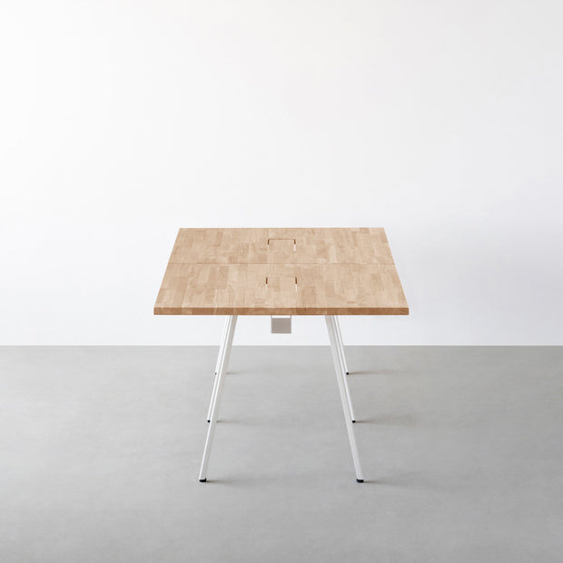 THE TABLE / ラバーウッド アッシュグレー × White Steel × W181 - 300cm　配線トレー付き