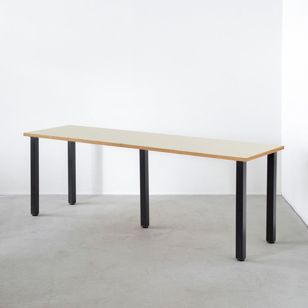 THE TABLE / リノリウム ベージュ・グレー系 × Black Steel × W181 - 300cm D40 - 69cm –  KANADEMONO