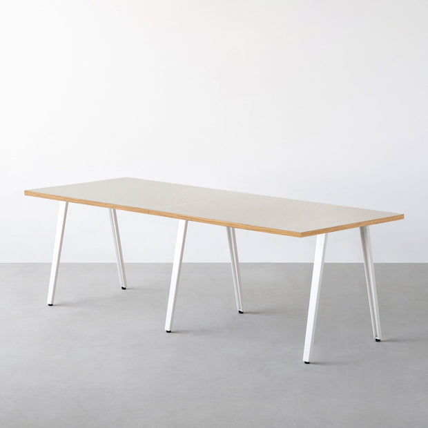 THE TABLE / リノリウム ベージュ・グレー系 × White Steel × W181 - 300cm