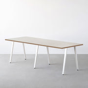 THE TABLE / リノリウム ベージュ・グレー系 × White Steel × W181 - 300cm