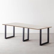 THE TABLE / リノリウム ベージュ・グレー系 × Black Steel × W181 - 300cm