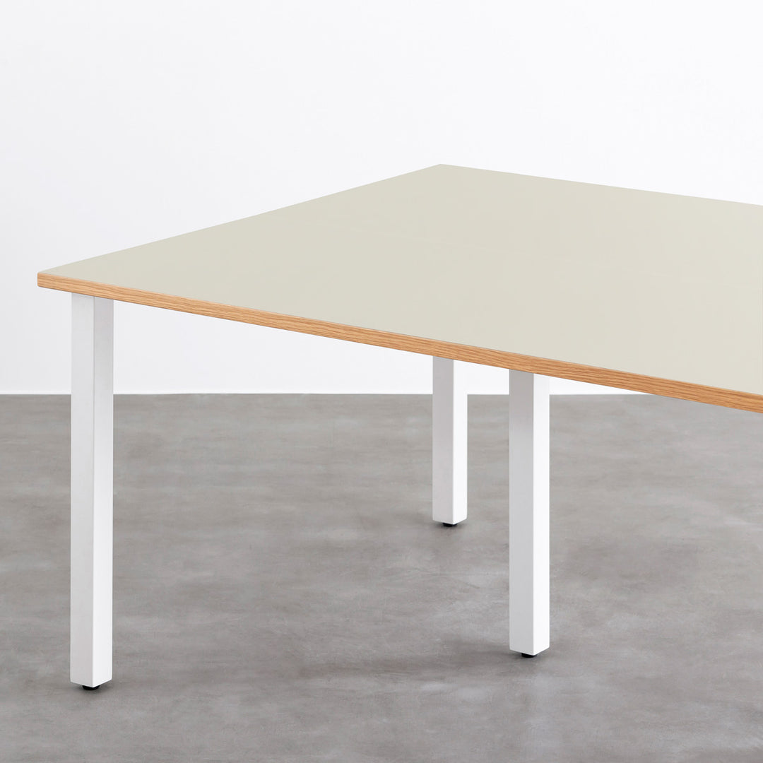 THE TABLE / リノリウム ベージュ・グレー系 × White Steel × W100