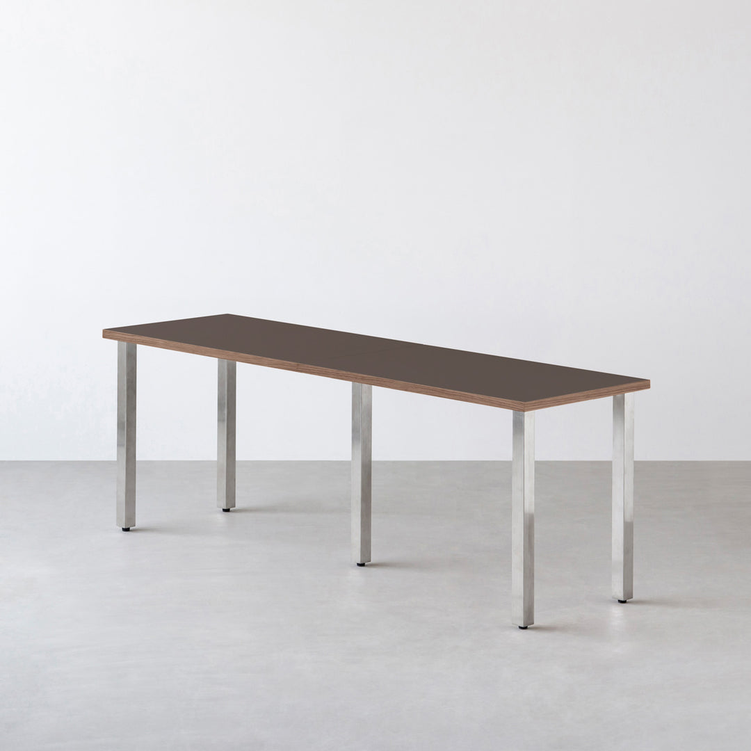 カナデモノ　リノリウムテーブル THE TABLE / リノリウム ブラック・ブラウン系 × Black Steel – KANADEMONO