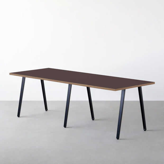 THE TABLE / リノリウム ブラック・ブラウン系 × Black Steel × W181 - 300cm