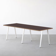 THE TABLE / リノリウム ブラック・ブラウン系 × White Steel × W181 - 300cm