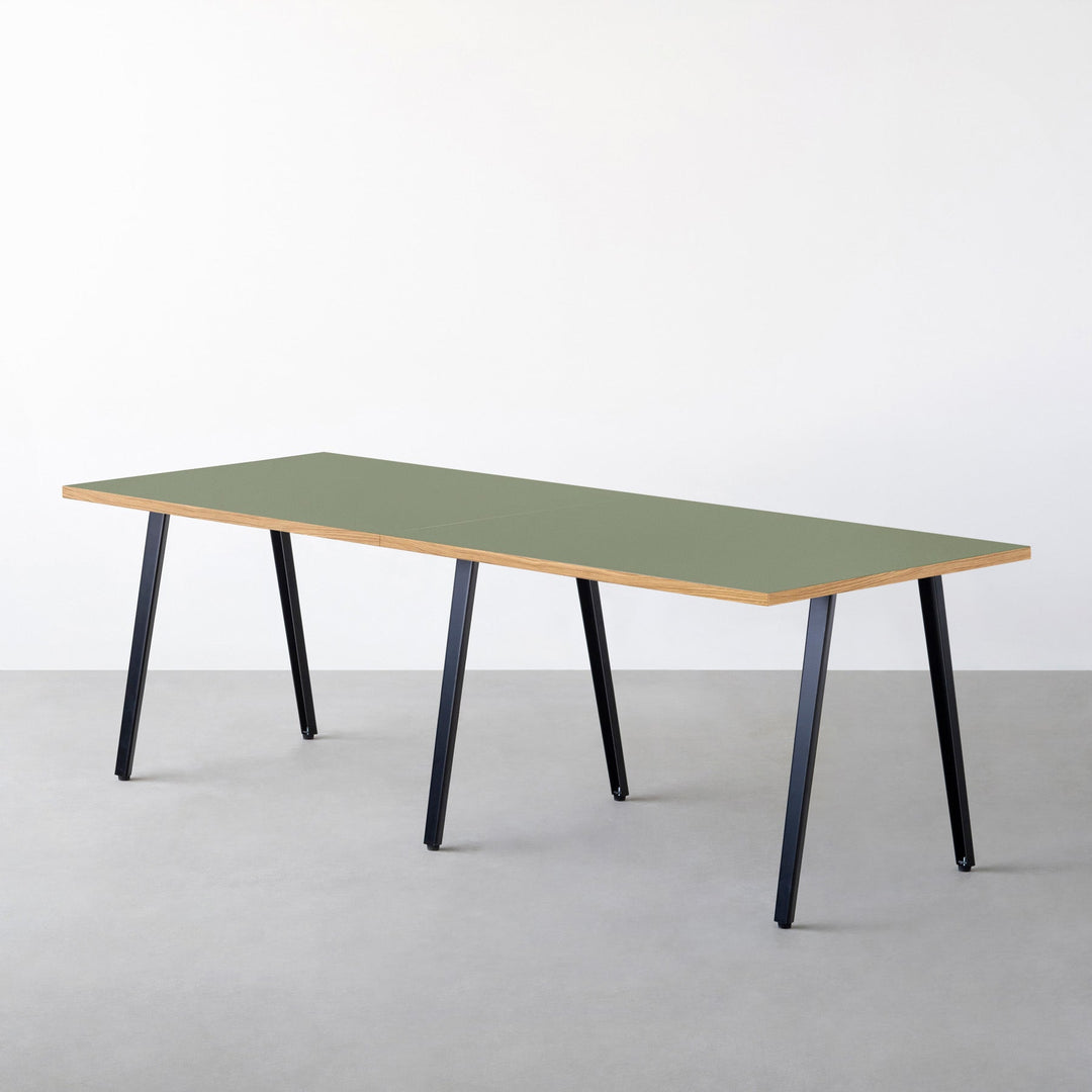 KANADEMONO かなでもの リノリウム テーブル デスク ステンレス脚 THE TABLE / リノリウム グリーン系 × Black Steel × W181