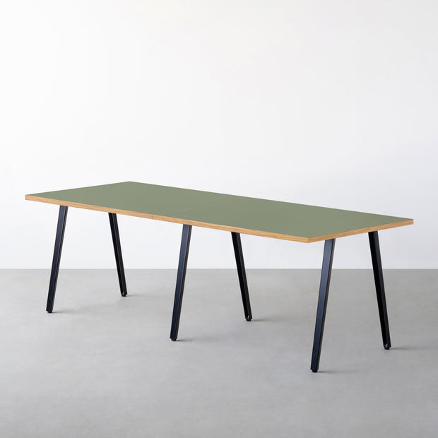 THE TABLE / リノリウム グリーン系 × Black Steel × W181 - 300cm