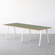 THE TABLE / リノリウム グリーン系 × White Steel × W181 - 300cm