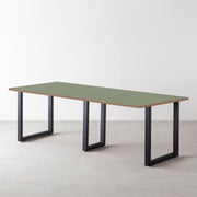 THE TABLE / リノリウム グリーン系 × Black Steel × W181 - 300cm