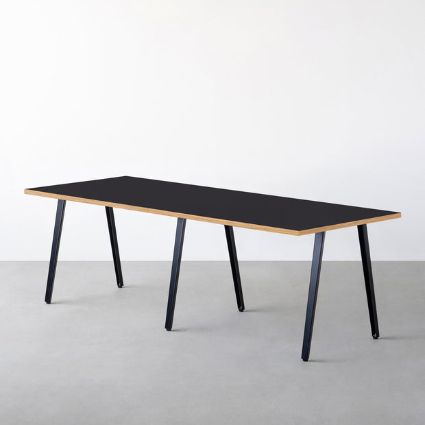 THE TABLE / リノリウム ブラック・ブラウン系 × Black Steel × W181 - 300cm