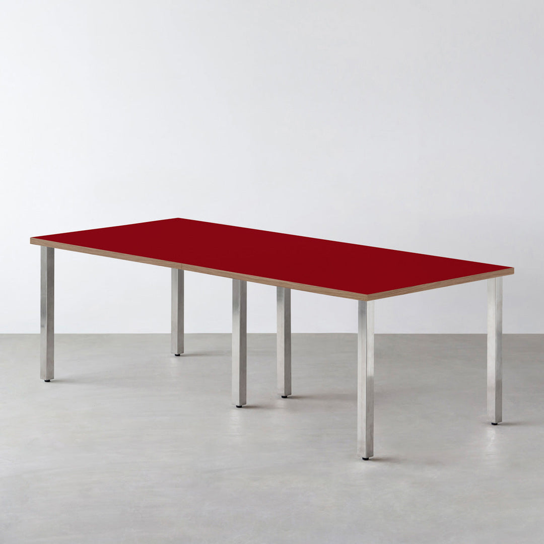 【特注品】kanademono the table /オレンジ　ステンレスレッグ THE TABLE / リノリウム レッド・オレンジ系 × Stainless – KANADEMONO