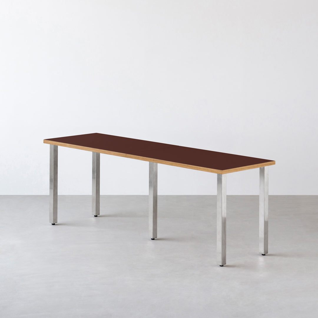 【特注品】kanademono the table /オレンジ　ステンレスレッグ THE TABLE / リノリウム レッド・オレンジ系 × Stainless – KANADEMONO