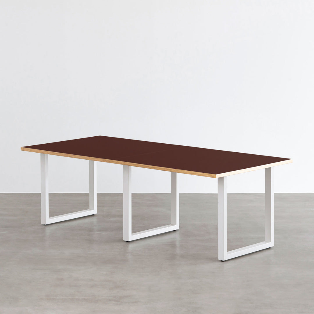 赤白　テーブル THE TABLE / リノリウム レッド・オレンジ系 × White Steel × W181