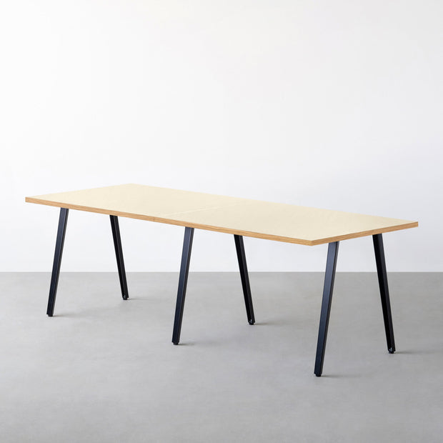 THE TABLE / リノリウム ベージュ・グレー系 × Black Steel × W181 - 300cm