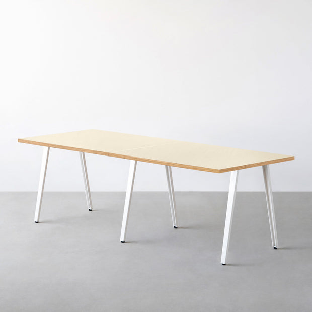 THE TABLE / リノリウム ベージュ・グレー系 × White Steel × W181 - 300cm